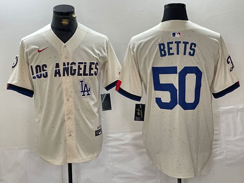 Men Los Angeles Dodgers #50 Betts Cream Fashion Nike Game MLB Jersey style 5->los angeles dodgers->MLB Jersey